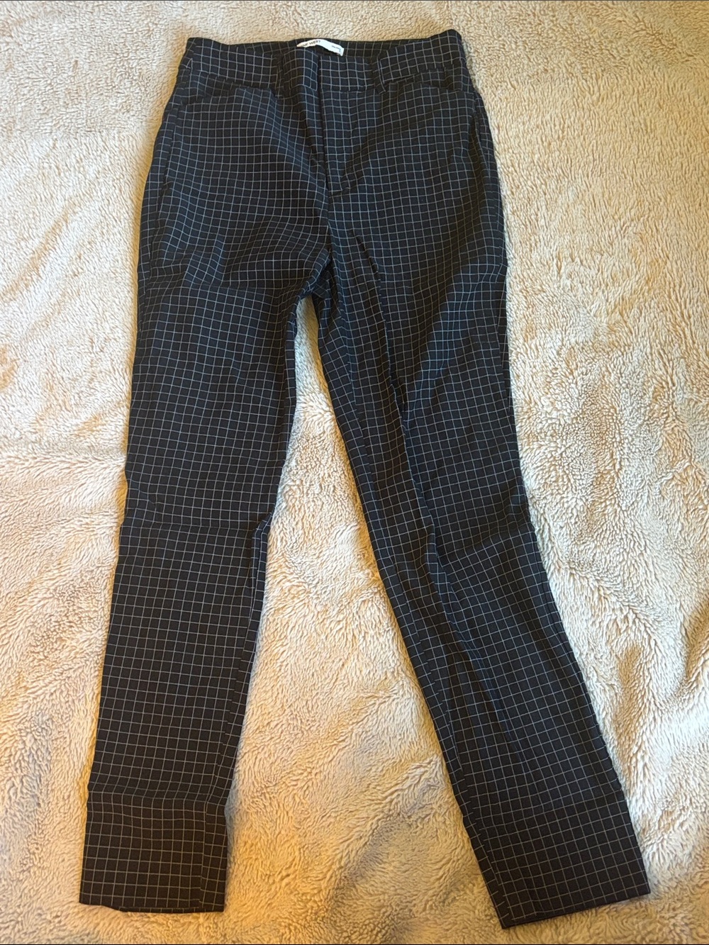 Nine West Black Windowpane Slim Dress Pants